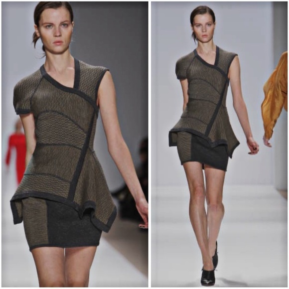 Yigal Azrouel Dresses & Skirts - YIGAL AZROUEL RUNWAY Preppy Stretchy Asymmetrical Skirt Overlay Sweater Dress XS